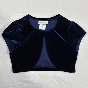 Jona Michelle Blue Velvet Short Sleeve 1 Button Shrug Size Girls 8